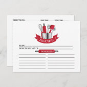 Red Kitchen Tools Bridal Shower Recipe Cards (Front/Back)
