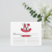 Red Kitchen Tools Bridal Shower Recipe Cards (Standing Front)