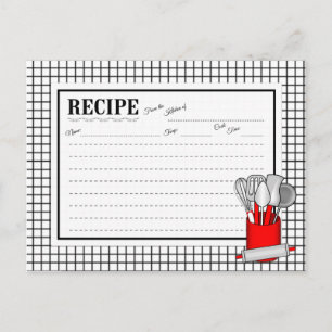 Red Kitchen Utensil Caddy Rolling Pin Recipe Card
