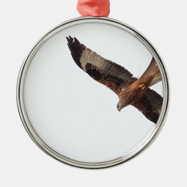 Red Kite In Sky Metal Ornament (Front)
