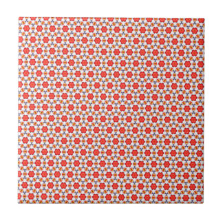 Red kitsch flower pattern ceramic tile