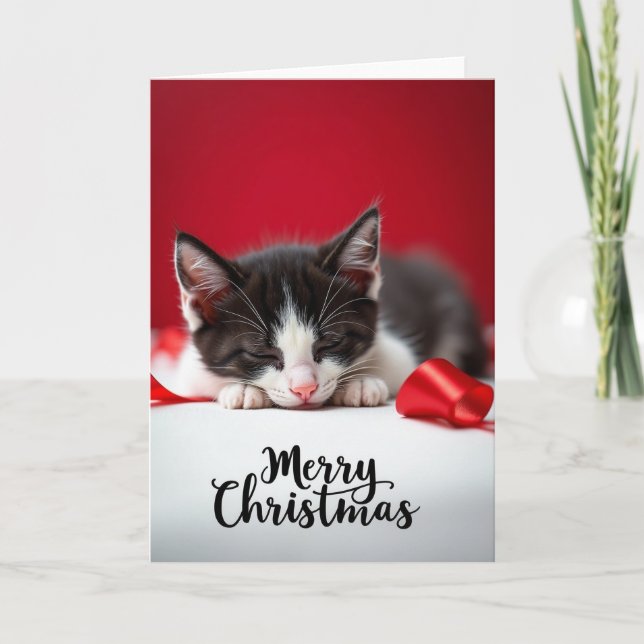 Red Kitten Slumber Card (Front)