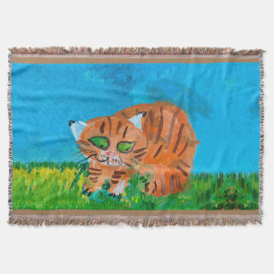 Red Kitten Throw Blanket