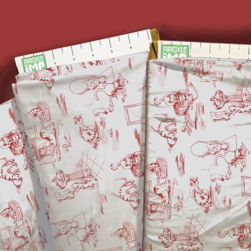 Red Kitty Cat Bathroom Toile Fabric