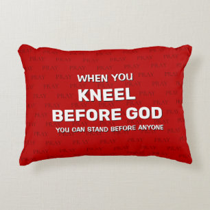 Red KNEEL BEFORE GOD Prayer Accent Pillow