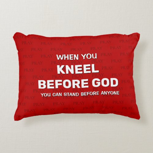 Red KNEEL BEFORE GOD Prayer Accent Pillow