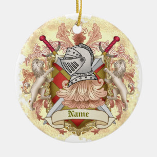 Red Knight Family Crest Surname Ceramic Ornament