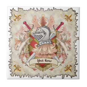 Red Knight Family Crest Surname Ceramic Tile