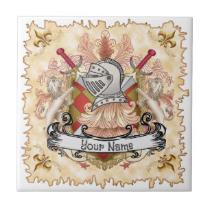 Red Knight Family Crest Surname Ceramic Tile