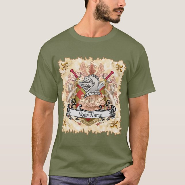 Red Knight Family Crest Surname T-Shirt (Front)