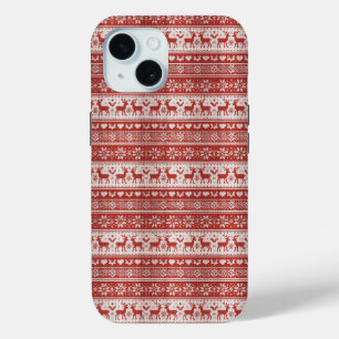 Red Knit Christmas iPhone 15 Case