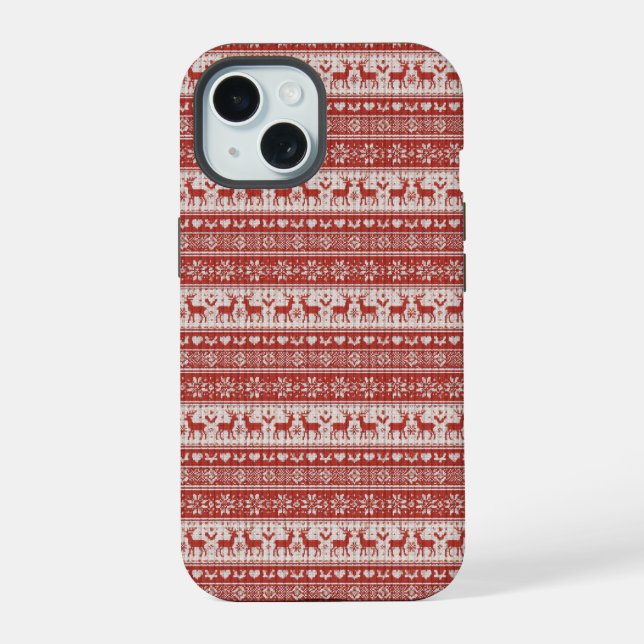 Red Knit Christmas Iphone Case (Back)