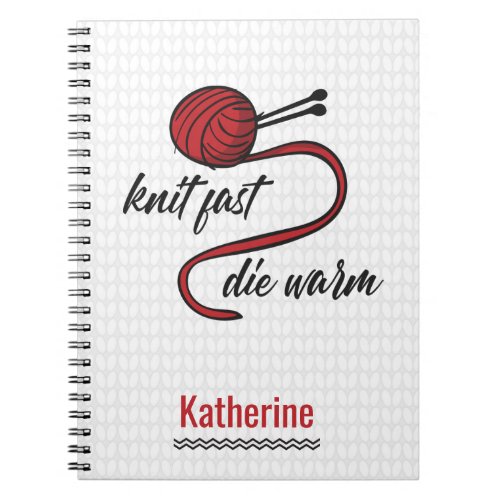 Red Knit Fast Die Warm Notebook