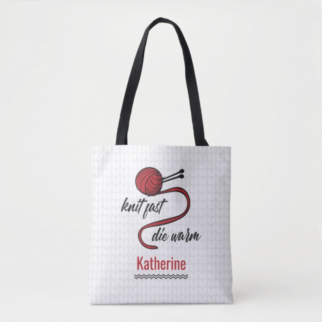 Red Knit Fast, Die Warm Tote Bag (Front)