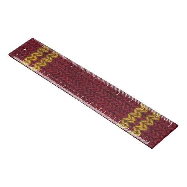 Red Knit-look Stripe Pattern Ruler (Angled)