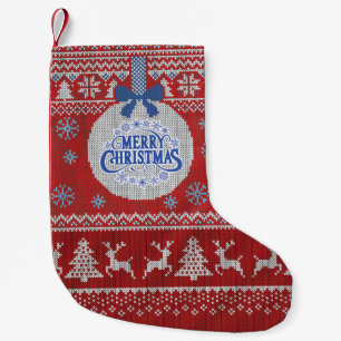 Red Knit Merry Christmas Stocking