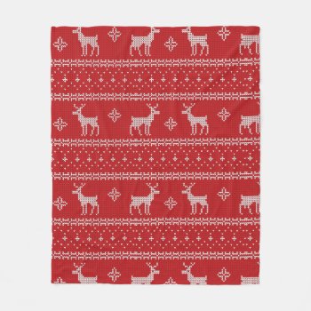 Red Knit Sweater With Deer Fleece Blanket by ChristmasBellsRing at Zazzle