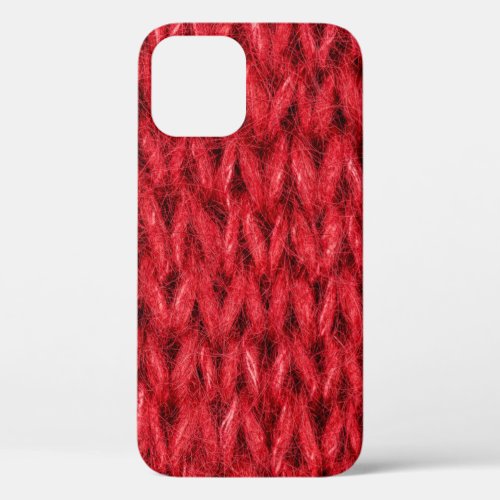 Red knitting wool texture background iPhone 12 case