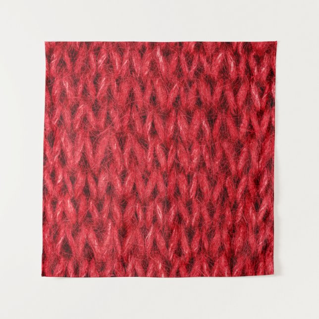 Red knitting wool texture background. tapestry (Front)