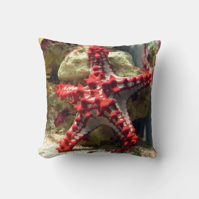 Red Knobbed Starfish - Incredible Shot Throw Pillow (Front)