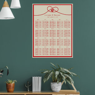 Red Knot 囍 Double Happiness Wedding Seating Chart
