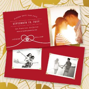 Red Knot Double Happiness 囍 Chinese Wedding Photo Save The Date