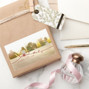 Red Knot Double Happiness Chinese Wedding Photo Rectangular Sticker