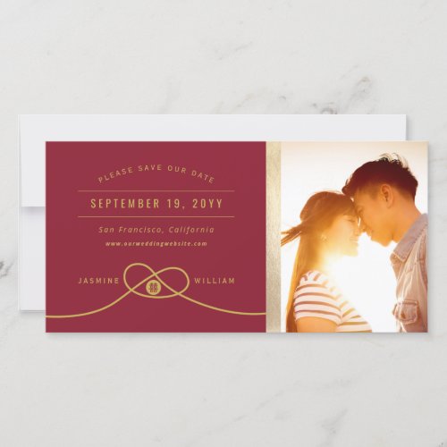 Red Knot Double Happiness Chinese Wedding Photo Save The Date