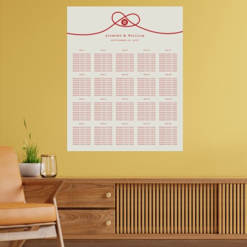 Red Knot Double Happiness Wedding Seating Chart