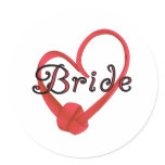 Red Knot Heart Bride Classic Round Sticker