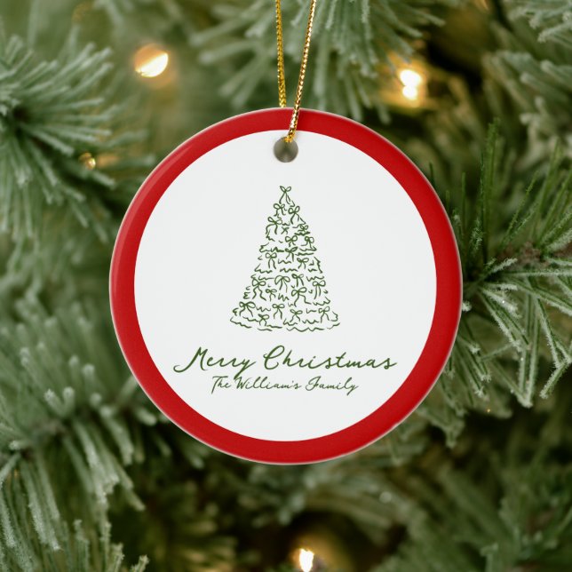 Red Knot Modern Christmas Ceramic Ornament (Tree)