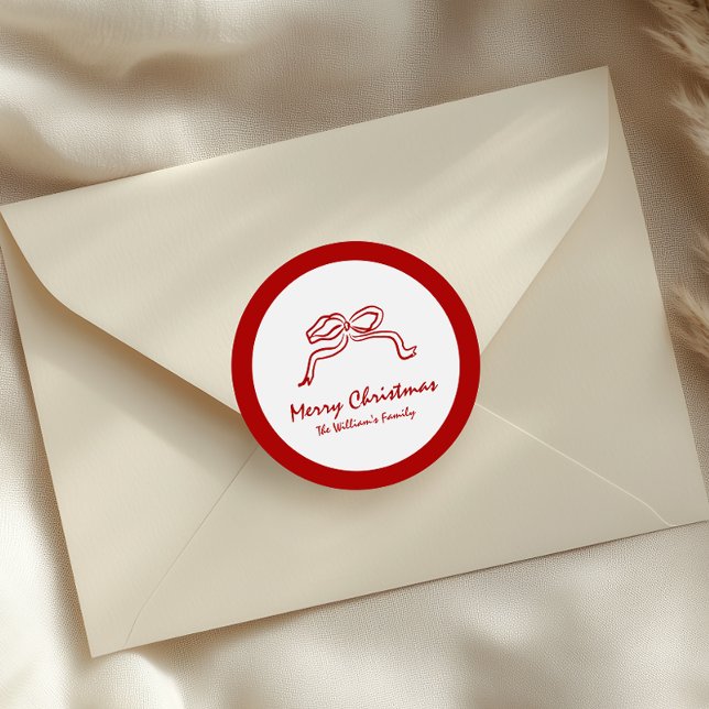 Red Knot Modern Christmas Classic Round Sticker (Creator Uploaded)