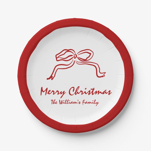 Red Knot Modern Christmas  Paper Plates (Front)