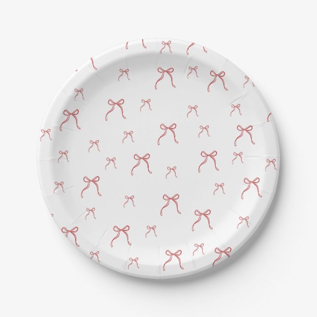 Red Knot Modern Christmas  Paper Plates (Front)