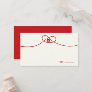 Red Knot Union 囍 Double Happiness Chinese Wedding Place Card