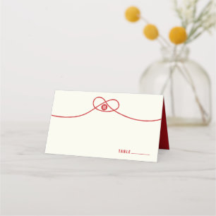 Red Knot Union 囍 Double Happiness Chinese Wedding Place Card