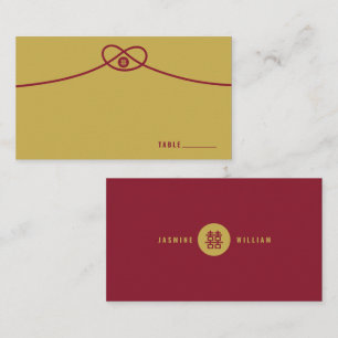 Red Knot Union Double Happiness 囍 Chinese Wedding Place Card