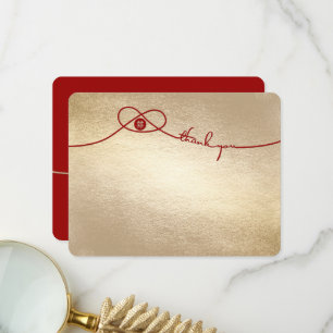 Red Knot Union Double Happiness 囍 Chinese Wedding Thank You Card