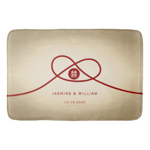 Red Knot Union Double Happiness Chinese Wedding Bathroom Mat