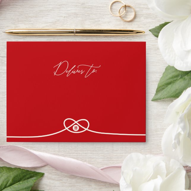 Red Knot Union Double Happiness Chinese Wedding Envelope (Wedding)