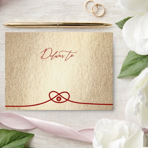 Red Knot Union Double Happiness Chinese Wedding Envelope