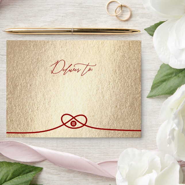 Red Knot Union Double Happiness Chinese Wedding Envelope (Wedding)