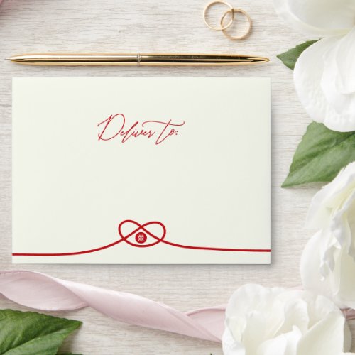 Red Knot Union Double Happiness Chinese Wedding Envelope