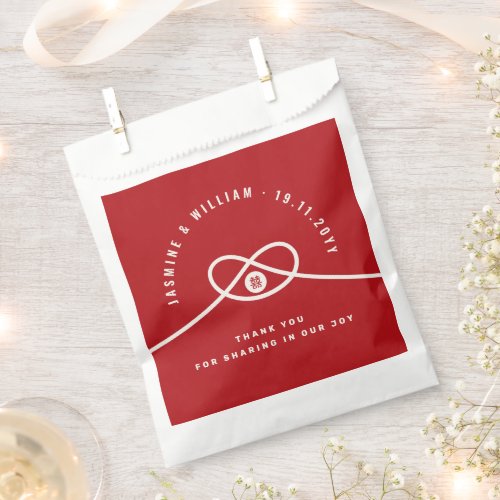 Red Knot Union Double Happiness Chinese Wedding Favor Bag