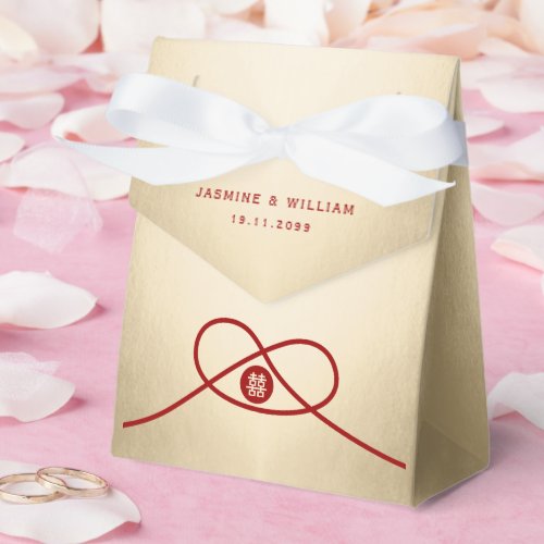 Red Knot Union Double Happiness Chinese Wedding Favor Boxes