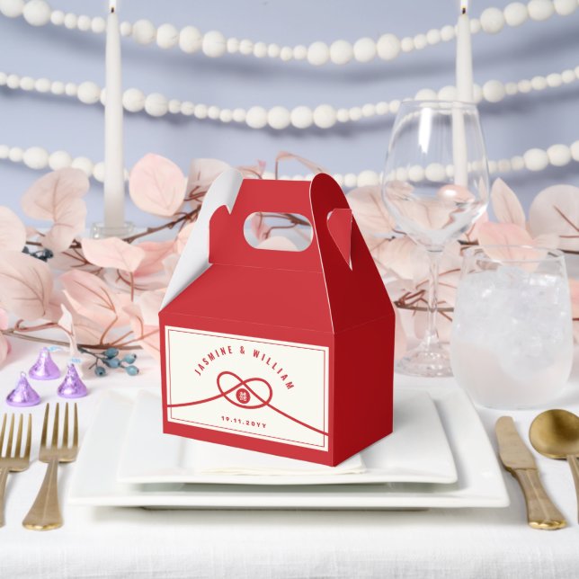 Red Knot Union Double Happiness Chinese Wedding Favor Boxes (Wedding)