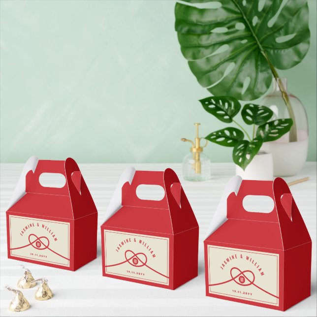 Red Knot Union Double Happiness Chinese Wedding Favor Boxes (Multiple)
