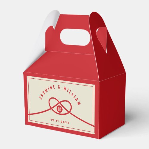 Red Knot Union Double Happiness Chinese Wedding Favor Boxes