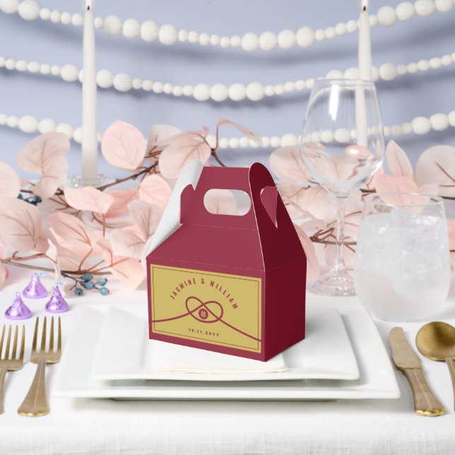 Red Knot Union Double Happiness Chinese Wedding Favor Boxes (Wedding)