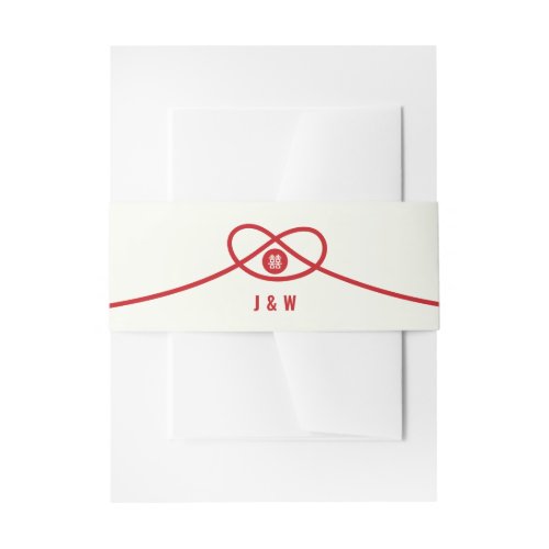Red Knot Union Double Happiness Chinese Wedding Invitation Belly Band